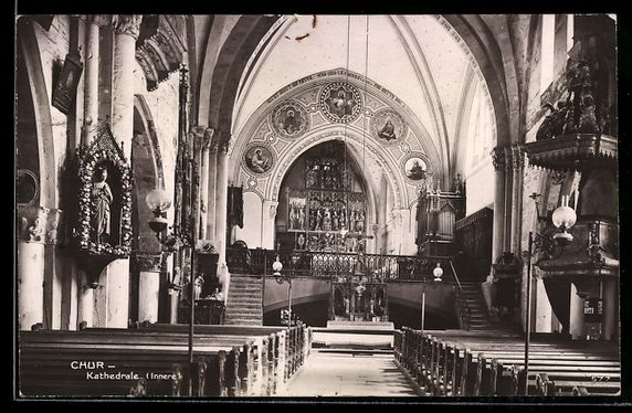 Cartoline postali: AK Chur, Kathedrale, Innenansicht – Usato da Berlin venduto da bartko-reher