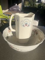 Waschset Keramik Krug und Schale mit Riss am Krug