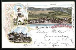 Litho Grandson, Chateau de Grandson, Vue
