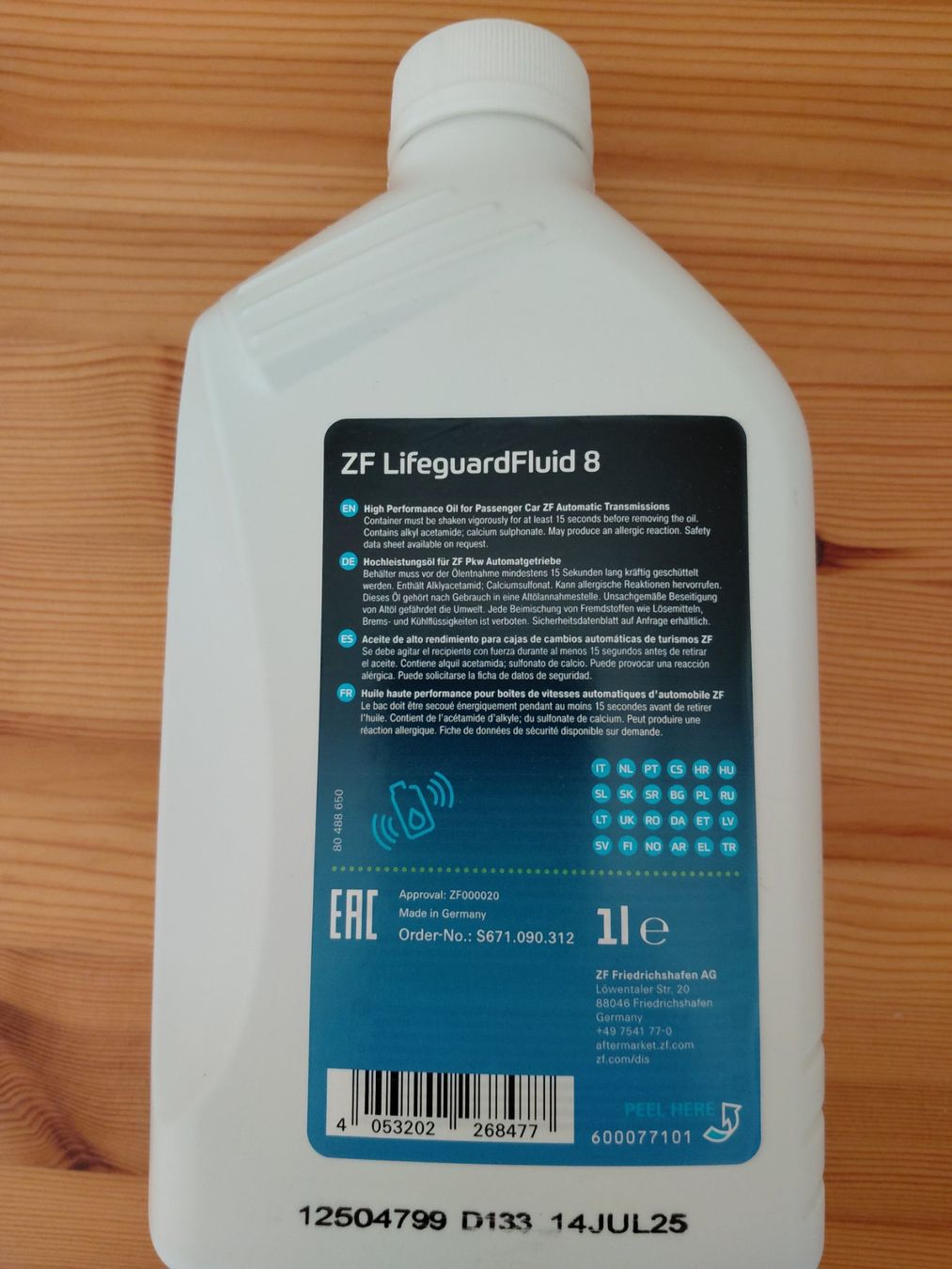 Oli & Additivi: Getriebeöl ZFLifeguardFluid8 – Nuovo e nell'imballaggio originale da Winterthur venduto da Wogesni 1