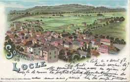Le Locle Dorfansicht  NE Litho 1898  sehr gut erhalten