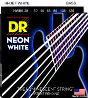 DR Electric Bass Strings:NEON White, 6-String @ 030-125