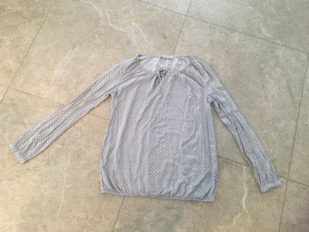 Damenbluse Gr. S 36/38 - Viskose - grau/wei...