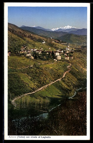 Cartoline postali: Astano /Ticino, Con strada al Laghetto – Usato da Berlin venduto da bartko-reher