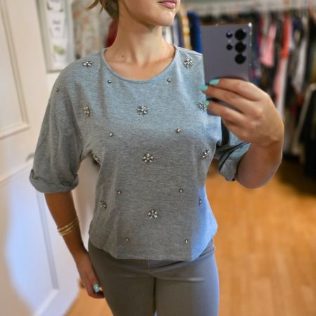 Shirt mit Schmucksteinen, ideal für den Sommer!Gr. 38/40