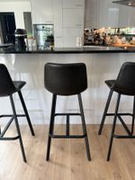 Barhocker 3er Set Schwarz Kunstleder Metall
