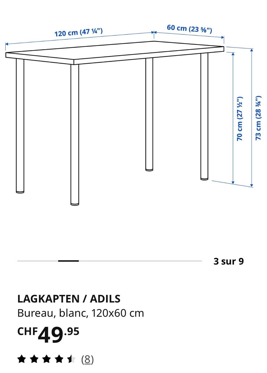 Ikea Schreibtische: Bureau (table) blanc – Gebraucht aus Sonceboz-Sombeval von sabrina27 1