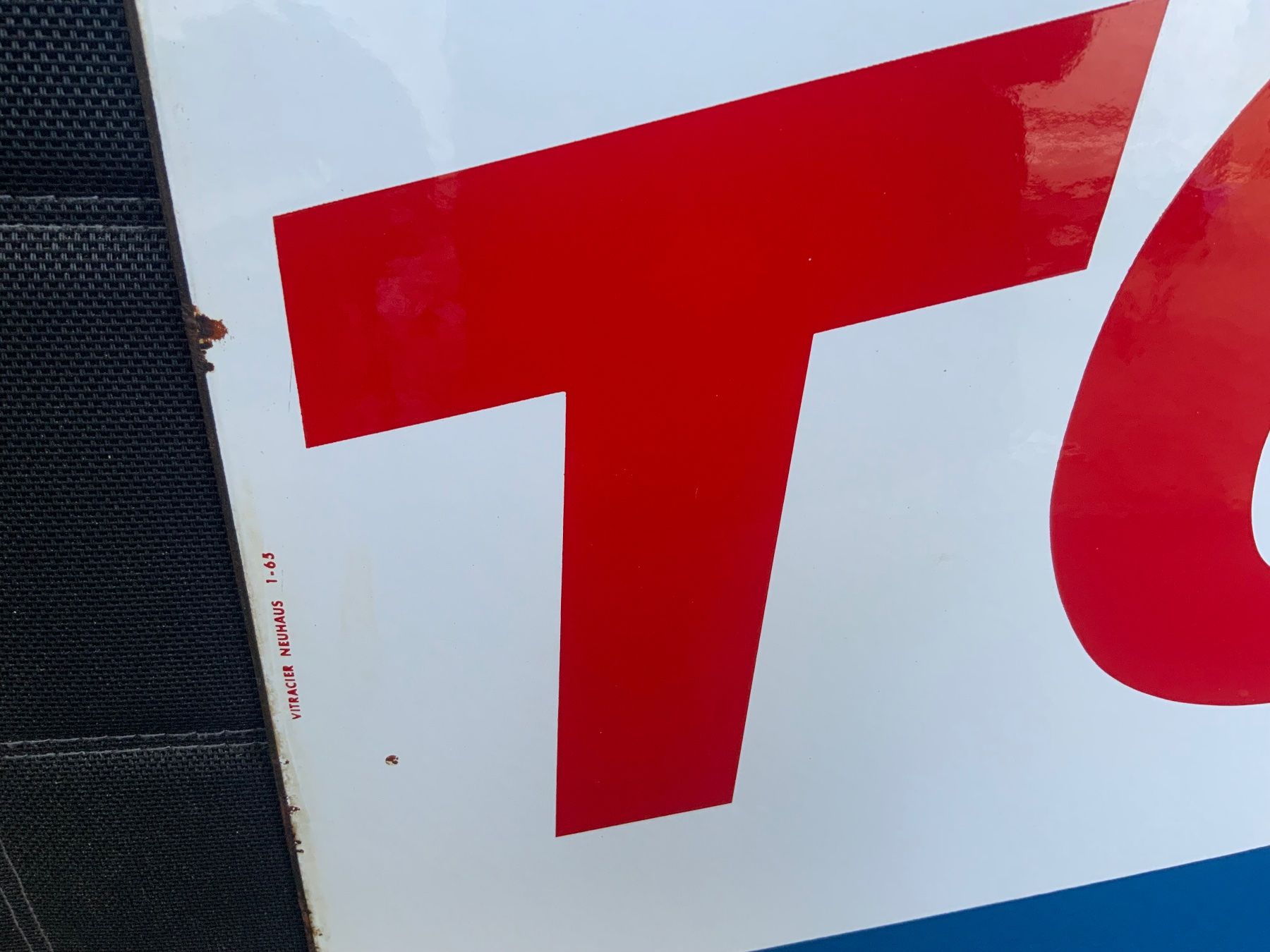 Insegne: TOTAL Schild Emailschild beidseitig, 1965, Dachbodenfund – Usato da Willisau venduto da Minali 3