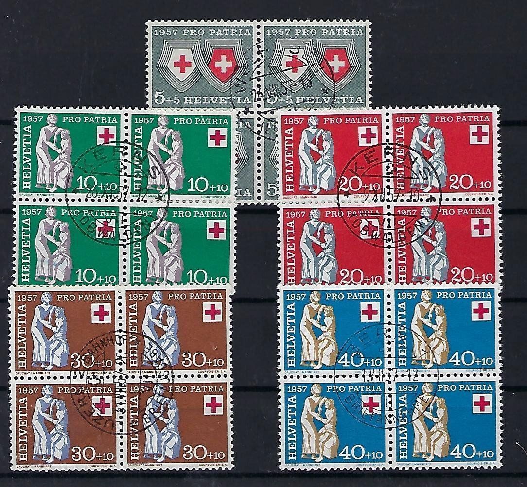 Tutti i francobolli: Pro Patria 1957 Viererblocks  gestempelt    9342 – Usato da Lunden venduto da Animus999