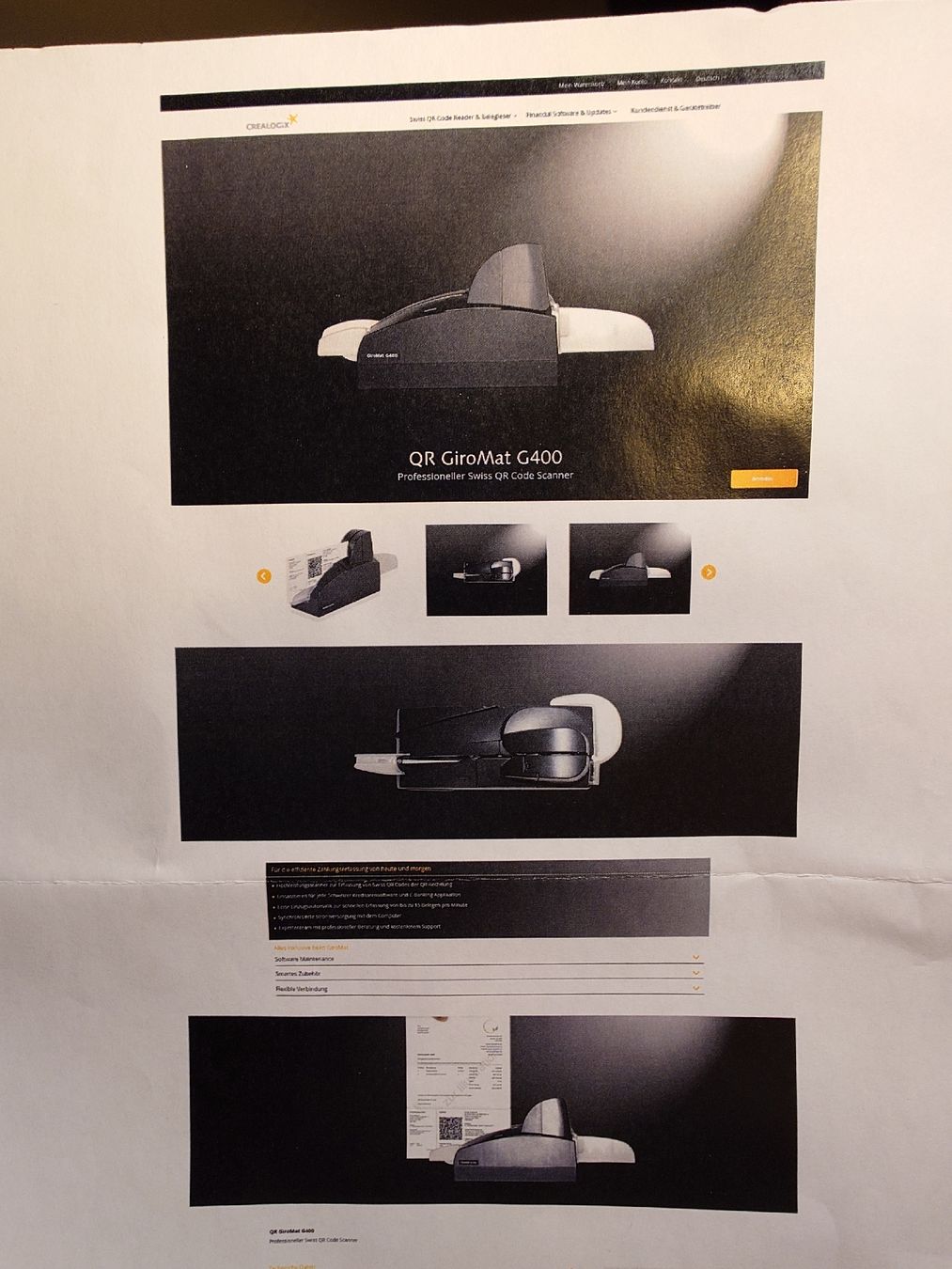 Crealogix Scanner: Crealogix Giromat G400 Swiss QR Code Scanner – Usato da Einsiedeln venduto da Stradivarius0815 4