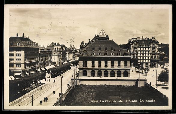 Ansichtskarten: AK La Chaux-de-Fonds, La poste, 1929 – Gebraucht aus Berlin von bartko-reher