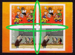 2004_J374+375Aa_Pro Juventute_MARKENHEFT-VIERERBLOCK_PAARE !
