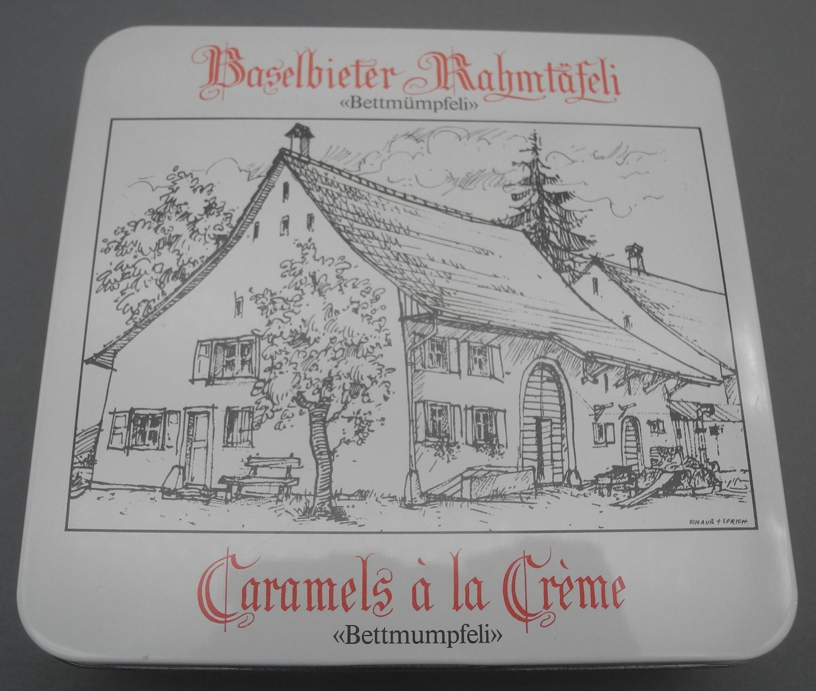 Barattoli: Blechdose Dose Baselbieter Rahmtäfeli Bettmümpfeli, Nr. 222 – Usato da Kottwil venduto da Crazyrolf 1