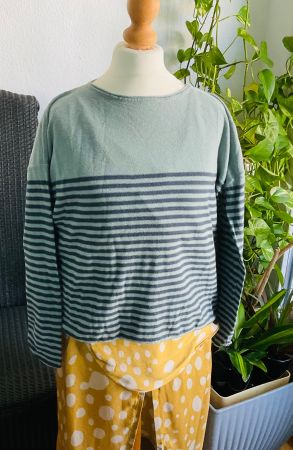 Superbe marinière turquoise coton et cachemire SOLILY, t.S/M