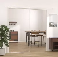 3x Schiebetür ESG Glas und Aluminium 102,5x205 cm Weiß