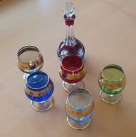 Farbige Cognac Gläser. 5 Stück und Karaffe