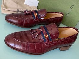 GUCCI Alligator Leder GG Interlocking SlipOn Loafers 44 NEUE