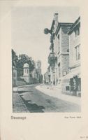 old UK Postcard SWANAGE - TOWN HALL peacock series unposted