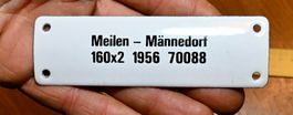 Emaille - Schild SBB-SöB 10 x 3 cm MEILEN  - MÄNNEDORF 70088
