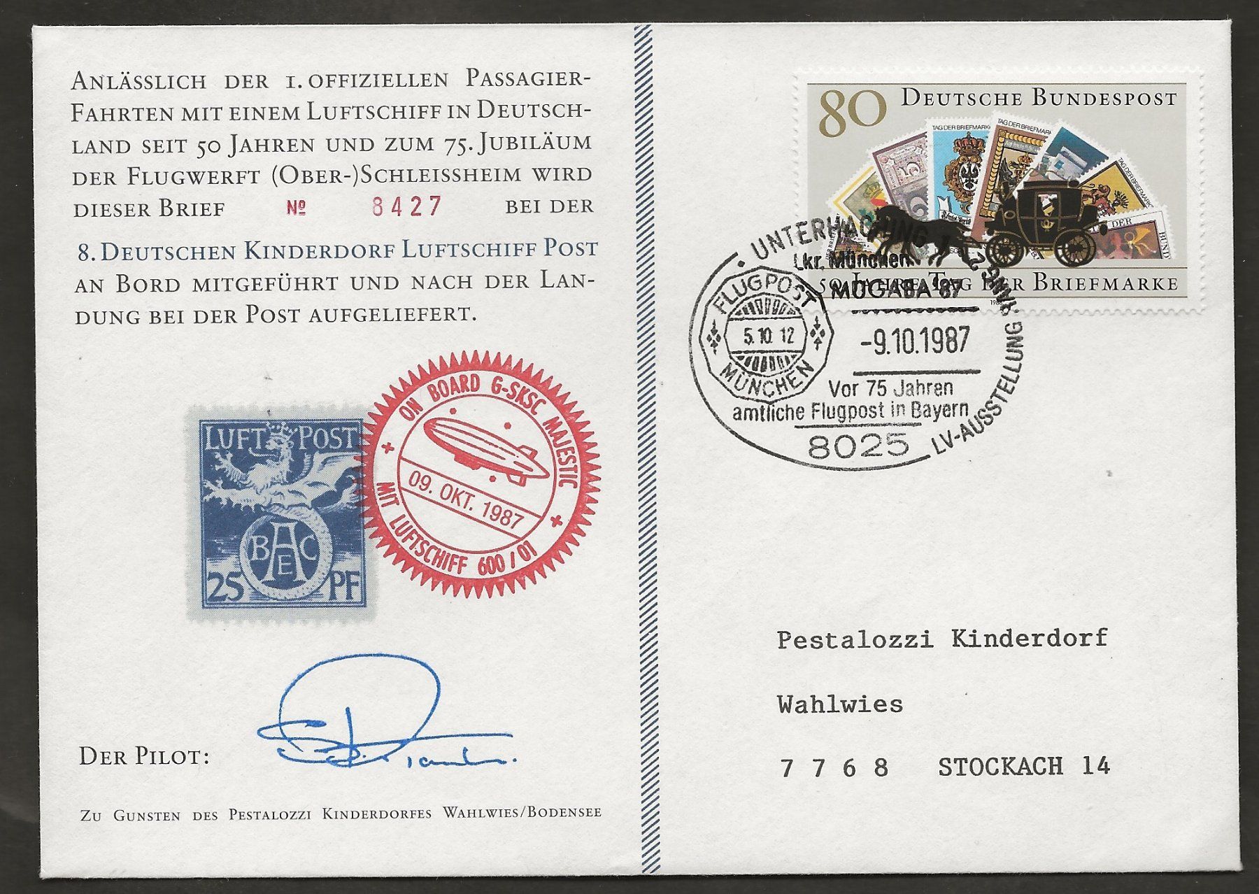 Tutti i francobolli: Ballon 1987 Deutschland München Luftpost – Usato da Au ZH venduto da xelagreb01