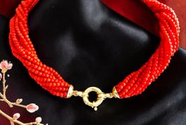 12-reihige Korallenkette mit 750 Goldverschluss