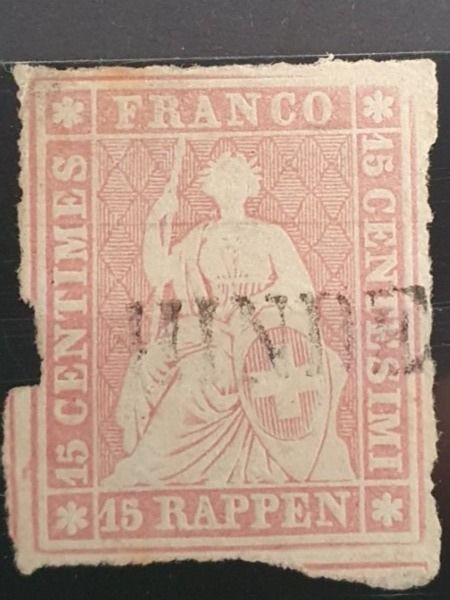 Tutti i francobolli: Strubel 24B Kat. 140.- Hindelbank + Befund – Usato da Balgach venduto da SIMEON27