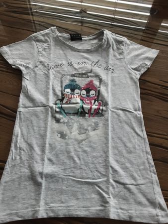 Winter T-Shirt mit Pinguinen, Gr. XS, Saas-Fee Motiv!