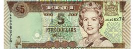 Fiji 5 Dollars ND 2002 P-105b QE II UNZ