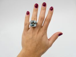 AQUAMARIN RING IN 585 WEISSGOLD