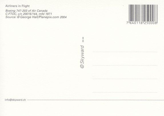 Cartoline postali: Boeing 747, Air Canada – Usato da Zuerich venduto da OceanLinerPostcards 1