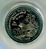 Silbermünze "Tiger. 500 Rupie. Nepal".