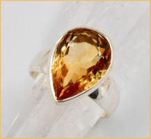 ♛ Grosser Citrin 925 Silberring