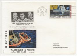 Apollo 12 Wasserung Brief 1969 Conrad Gordon Bean Antenne