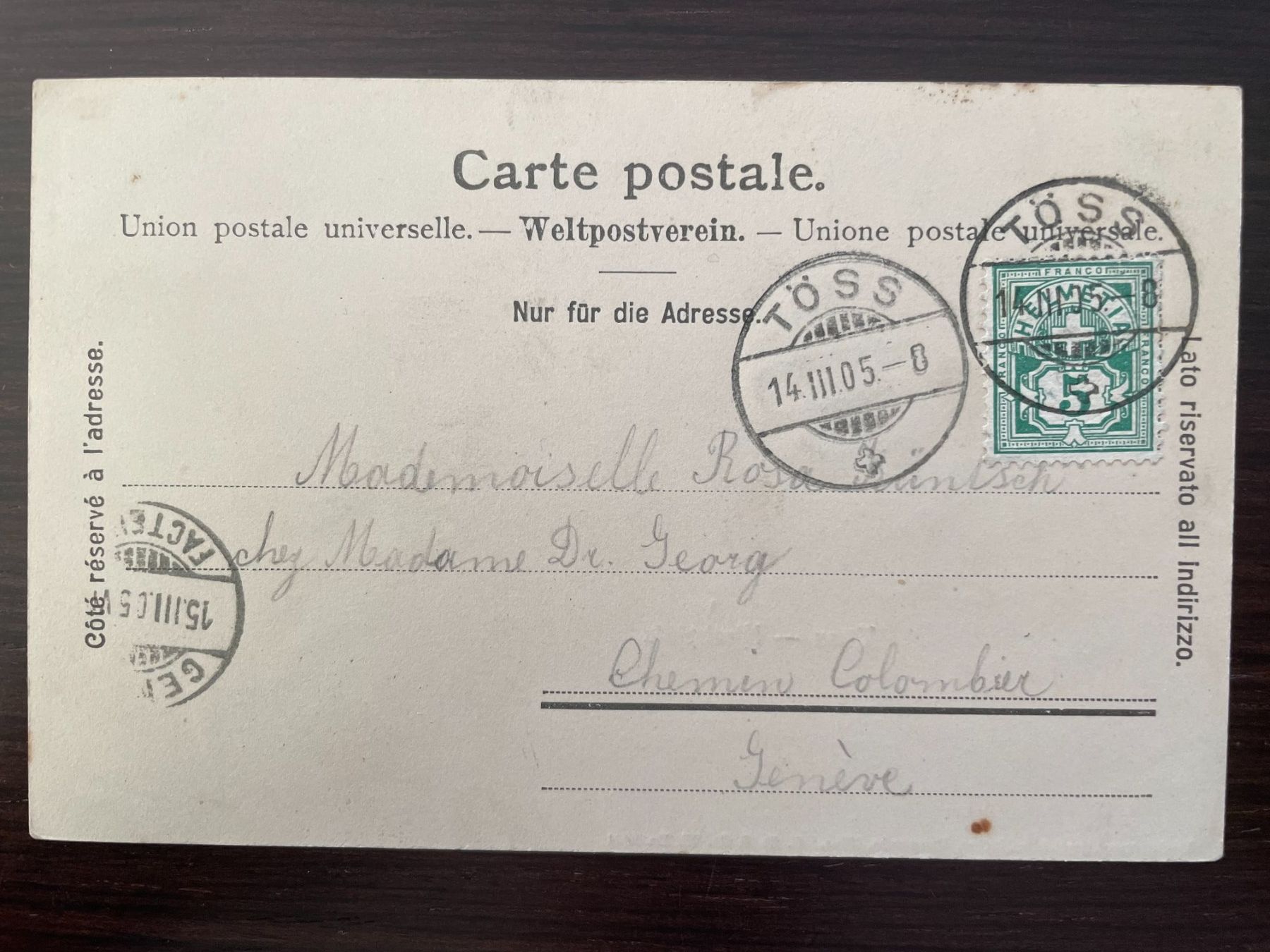 Cartoline postali: WINTERTHUR TÖSS Kirchplatz, 1905 – Usato da Wald ZH venduto da TLILEF 1