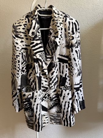 Blazer vintage laine blanc crème/noir Louis Féraud, t.44