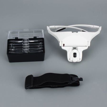 SIXRUN LED Kopfbandlupe Mit Licht - Verstellbare Lupe Für Basteln, Nähen & Reparatur