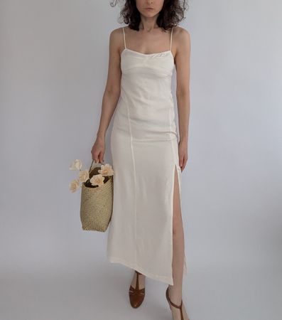 Kleid lang cremeweiss mit Trägern Grösse XS H&M