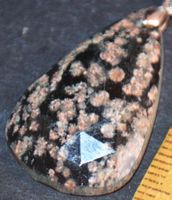 Anhänger L-4144 –Blumen Obsidian Facettierte Birne 29,5x17,5