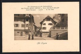 Luzern, Strassenpartie am Hotel Monopol