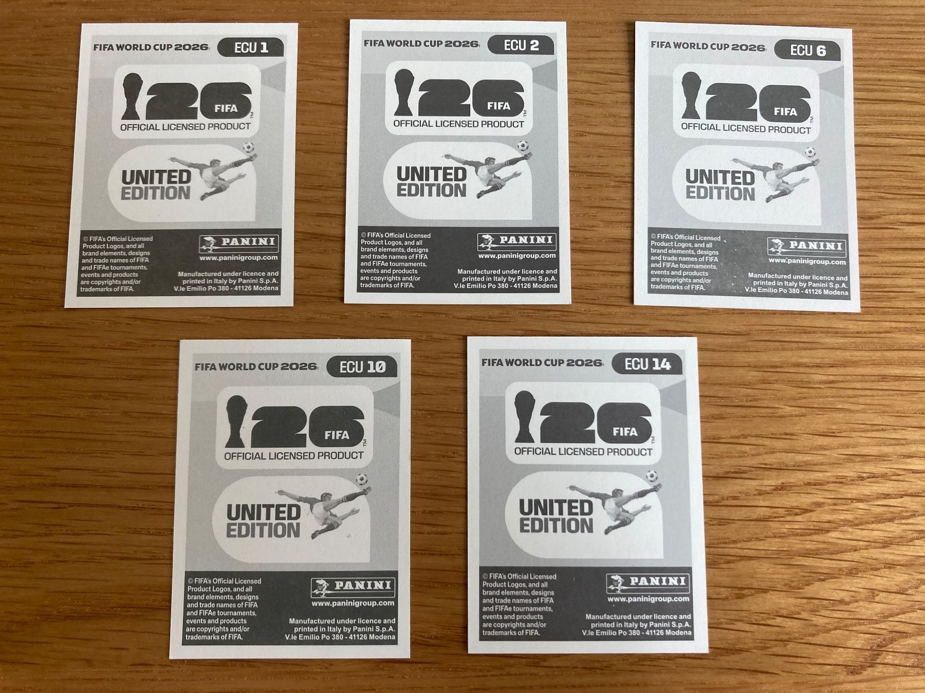 Panini Carte collezionabili: WM Sticker ECU 1, 2, 6, 10, 14 – Nuovo (secondo la descrizione) da Winterthur venduto da Whitefish 1
