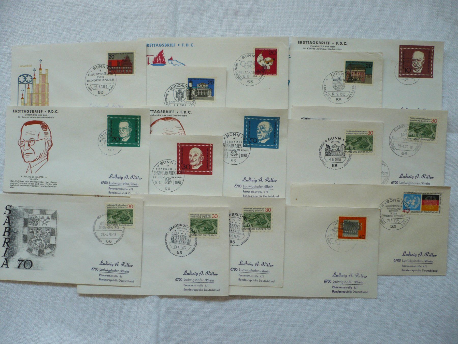 Tutti i francobolli: BRD 1964 - 1973 15 FDC – Usato da Zürich venduto da saltandpepper008