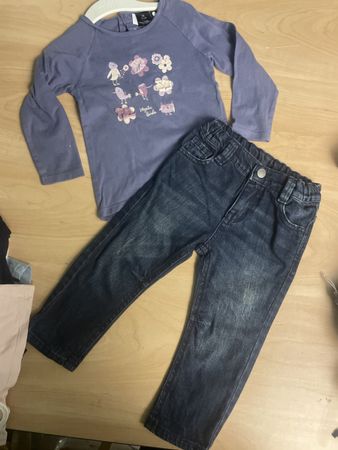 Mädchen Set Shirt Vögel Naturaline Jeans Gr. 86