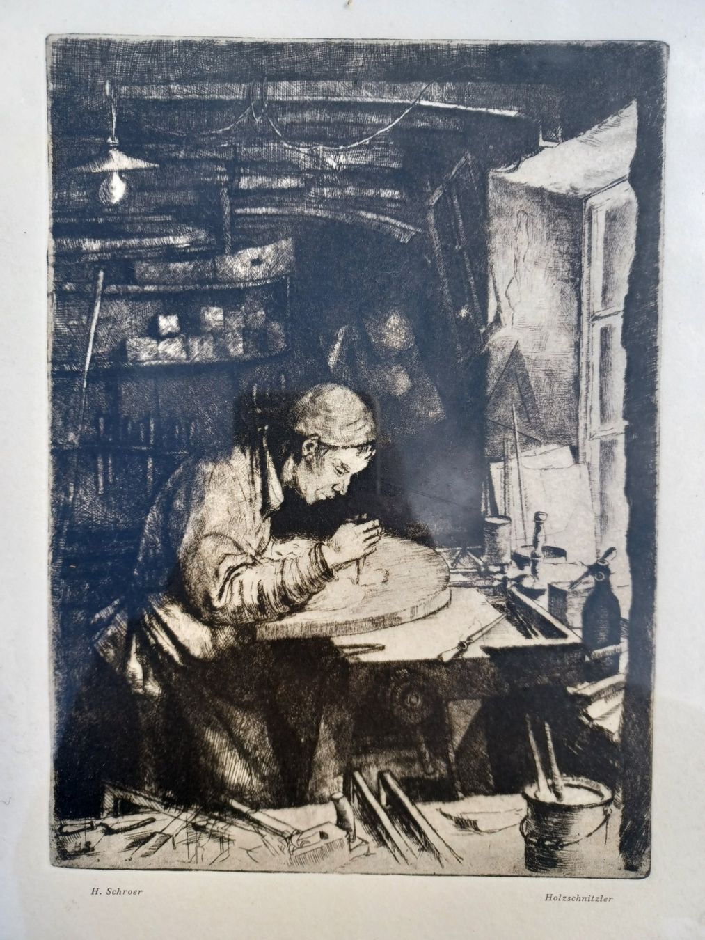 Gemälde: Holzschnitzer, H. Schroer – Gebraucht aus Horw von Mikesch108 1