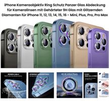 iPhone 14 / 14 Plus Kamera Panzerglas Ring Diamanten Grau
