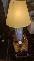 Porzellan-Tischlampe blau-weiss, 72 cm
