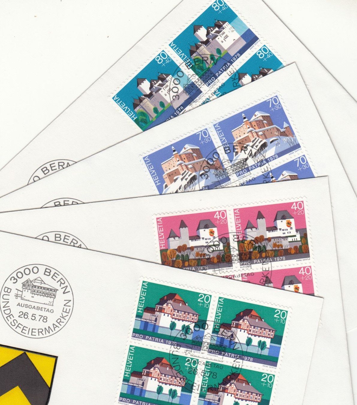 Tutti i francobolli: SBK B178 - B181 im 4er-Block FDC – Usato da Bürglen TG venduto da StampGraf