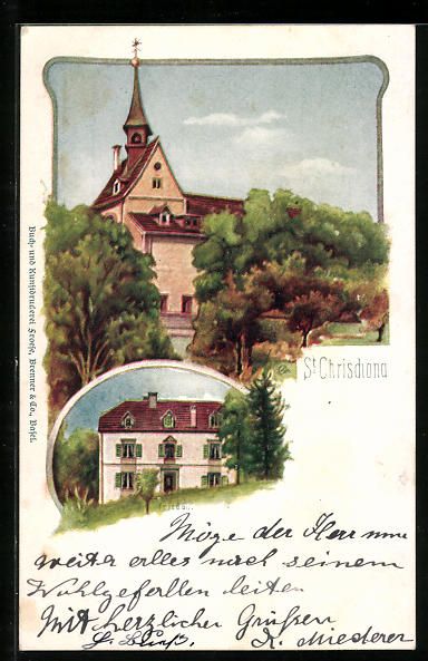 Ansichtskarten: St. Chrischona, Kirche, Friedau, 1907 – Gebraucht aus Berlin von bartko-reher