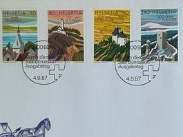 🍫🇨🇭 200 Jahre Tourismus Ausgabetag FDC 1987 Z. Nr.753-756