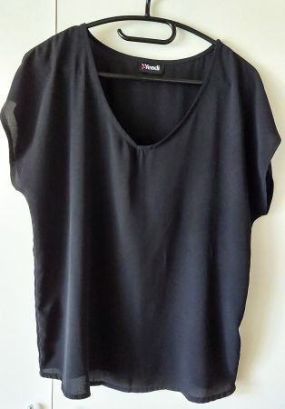 Damen Bluse Yendi Schwarz V-Ausschnitt Kurzarm Grösse S/M