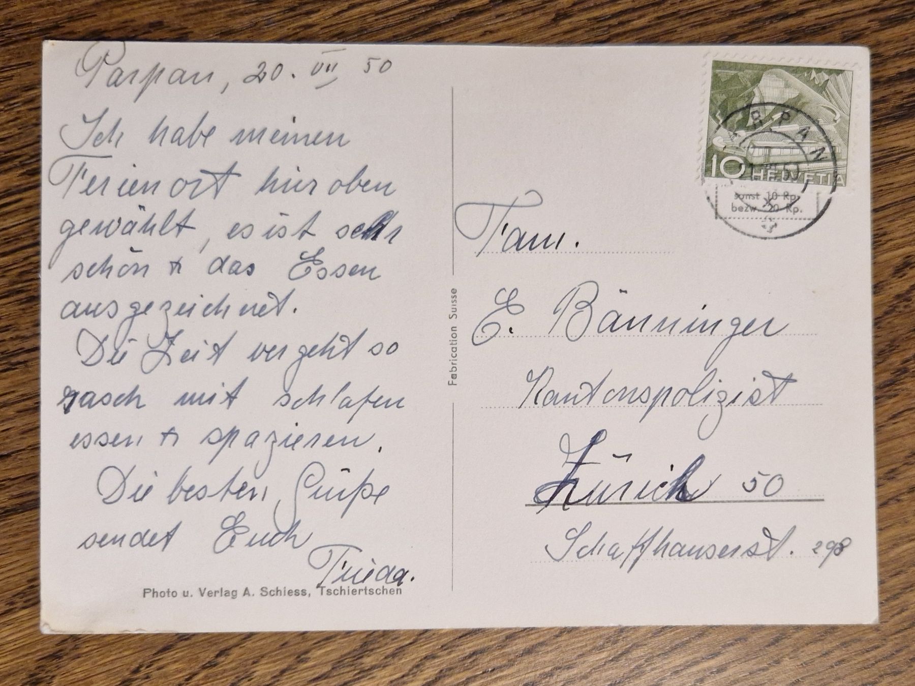 Cartoline postali: Parpan 1950 – Usato da Ebikon venduto da Donar50 1